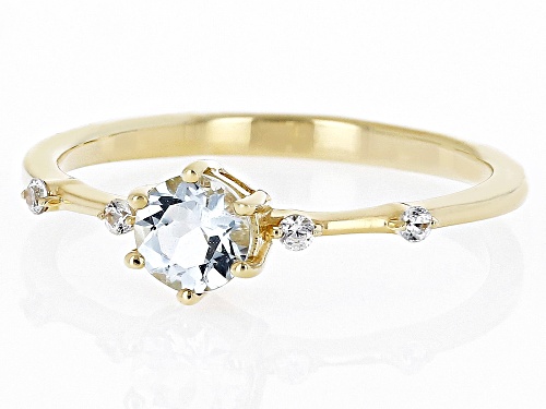 Pre-Owned .38ct Aquamarine with .07ctw White Zircon 18k Yellow Gold Over Sterling Silver March Birth - Size 9