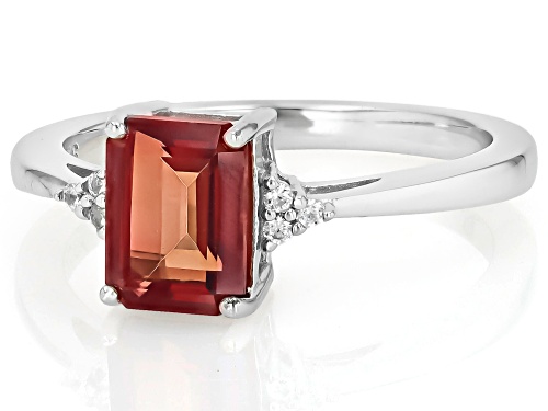 Pre-Owned 1.28ct Rectangular Octagonal Red Labradorite With .05ctw White Zircon Rhodium Over Silver - Size 7