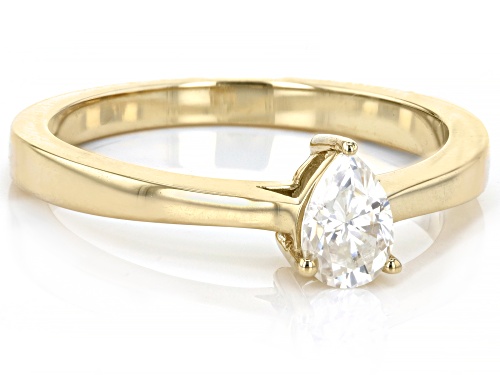 Pre-Owned MOISSANITE FIRE(R) .43CT DEW PEAR SHAPE 14K YELLOW GOLD RING - Size 8