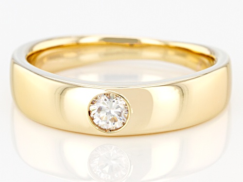 Pre-Owned MOISSANITE FIRE(R) .23CT DEW ROUND 14K YELLOW GOLD OVER SILVER MENS BAND RING - Size 12