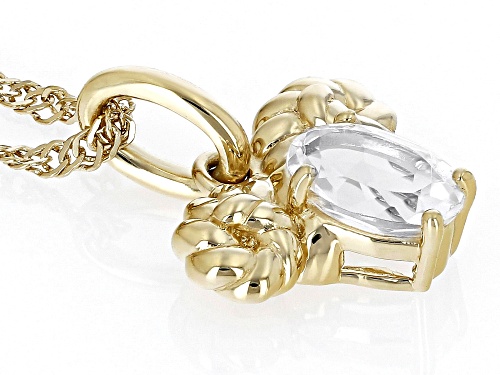 Pre-Owned 0.81ct Oval White Topaz 18k Yellow Gold Over Sterling Silver Aries Pendant With Chain