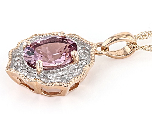 Pre-Owned 1.19ct Color Shift Garnet With 0.09ctw White Diamond 10k Rose Gold Pendant With Chain