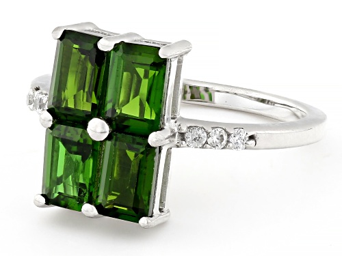 Pre-Owned 2.10ctw Chrome Diopside With White Zircon Rhodium Over Sterling Silver Ring - Size 7
