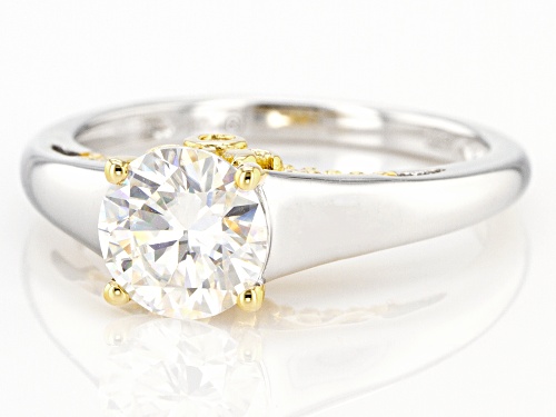 Pre-Owned MOISSANITE FIRE(R) 1.24CTW DEW ROUND PLATINEVE(R) & 14K YELLOW GOLD OVER SILVER  RING - Size 10