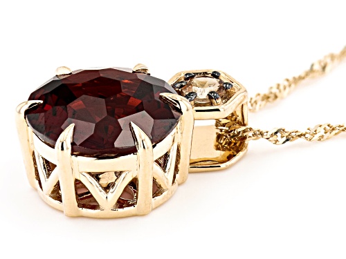 Pre-Owned 3.60ctw Vermelho Garnet™ With 0.09ctw Andalusite 10k Yellow Gold Pendant With Chain