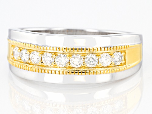 Pre-Owned MOISSANITE FIRE(R) .45CTW DEW ROUND PLATINEVE(R) AND 14K YELLOW GOLD OVER PLATINEVE MENS R - Size 9