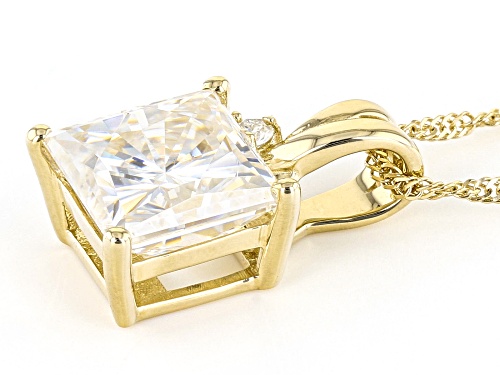 Pre-Owned MOISSANITE FIRE(R) 2.53CTW DEW SQUARE BRILLANT & ROUND 14K YELLOW GOLD PENDANT & 18 INCH C