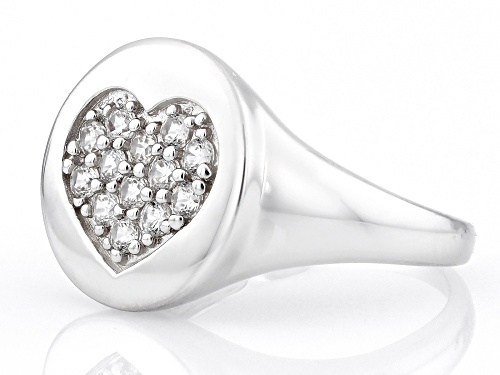 Pre-Owned .60ctw Round White Zircon Rhodium Over Sterling Silver Heart Ring - Size 8