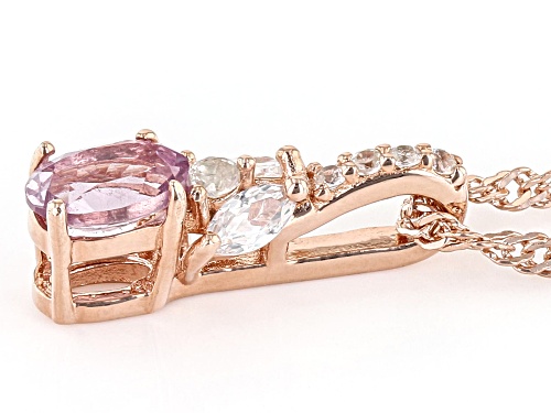 Pre-Owned 0.51ct Color Shift Garnet & 0.25ctw White Zircon 18k Rose Gold Over Silver Pendant With Ch