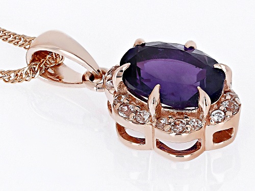 Pre-Owned 1.02ct African Amethyst With 0.20ctw White Zircon 10k Rose Gold Pendant With Chain