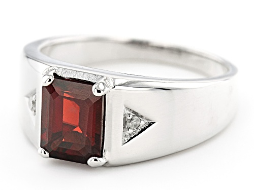 Pre-Owned 2.30ct Vermelho Garnet™ And 0.03ctw White Diamond Accent Platinum Over Sterling Silver Men - Size 11