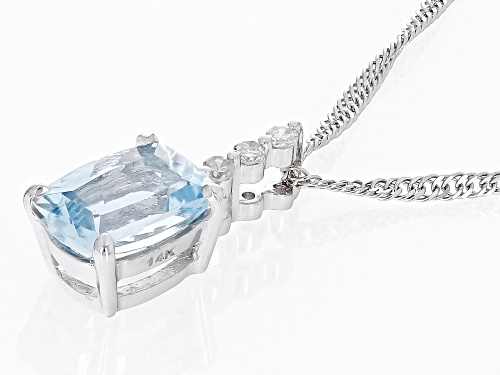 Pre-Owned 0.60ct Santa Maria Aquamarine And 0.03ctw Diamond Accent Rhodium Over 14k White Gold Penda