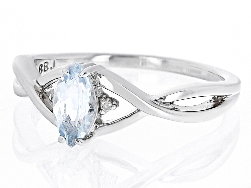 Pre-Owned 0.42ct Marquise Aquamarine With 0.01ctw White Diamond Accent Platinum Over Sterling Silver - Size 9