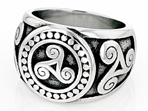 Pre-Owned Artisan Collection of Ireland™ Stainless Steel Triskele Swirl Ring - Size 11