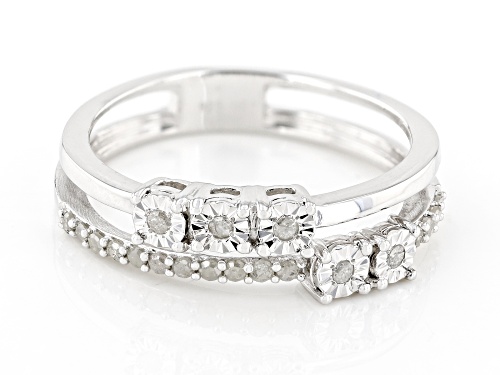 Pre-Owned 0.20ctw Round White Diamond Rhodium Over Sterling Silver Band Ring - Size 7