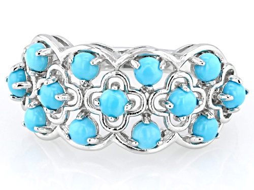 Pre-Owned 3x3mm Sleeping Beauty Turquoise Rhodium Over Sterling Silver Ring - Size 7