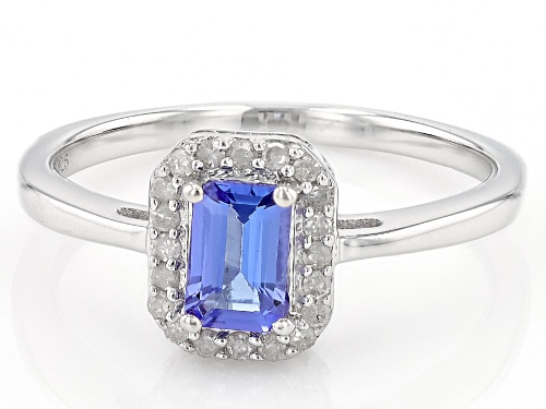 Pre-Owned 0.54ct Tanzanite with White Diamond Accent Rhodium Over Sterling Silver Ring - Size 10
