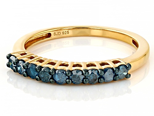 Pre-Owned 0.45ctw Round Blue Velvet Diamonds™ 14k Yellow Gold Over Sterling Silver Band Ring 0.45ctw - Size 7