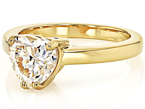 Pre-Owned 2.35CT HEART SHAPE STRONTIUM TITANATE 18K YELLOW GOLD OVER SILVER RING - Size 8