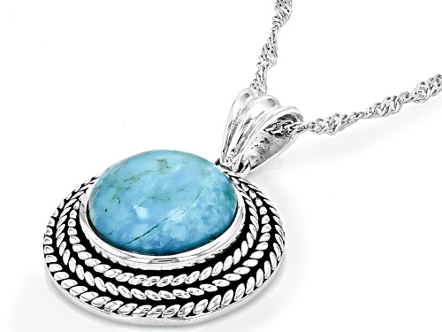 Pre-Owned Southwest Style By JTV™ 12mm Blue Turquoise Rope Design Sterling Silver Pendant/Chain