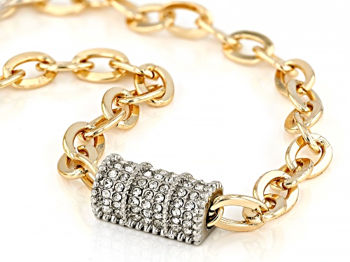 Pre-Owned Off Park® Collection White Crystal Pave Gold Tone Chain Necklace