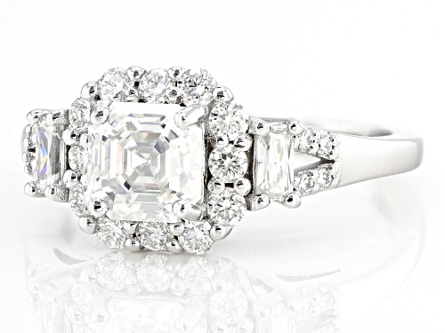 Pre-Owned MOISSANITE FIRE® 1.57CTW DEW ASSCHER CUT & BAGUETTE & ROUND PLATINEVE® RING - Size 6
