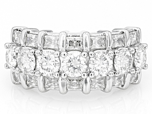 Pre-Owned MOISSANITE FIRE® 3.01CTW DEW ROUND BRILLIANT & BAGUETTE PLATINEVE® RING - Size 8
