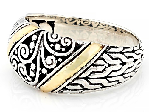 Pre-Owned Artisan Collection of Bali™ Sterling Silver With 18K Yellow Gold Accent Filigree Ring - Size 9