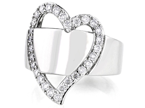Pre-Owned MOISSANITE FIRE® .87CTW DEW ROUND BRILLIANT PLATINEVE® HEART RING - Size 6