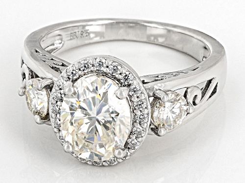 Pre-Owned MOISSANITE FIRE(R) 2.76CTW DEW OVAL& ROUND PLATINEVE(R) RING - Size 6