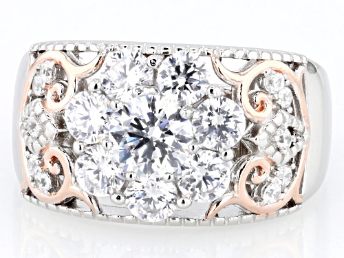 Pre-Owned Bella Luce® 3.19ctw White Diamond Simulant Rhodium And 14k Rose Gold Over Silver Ring(1.93 - Size 6