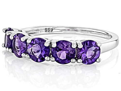 Pre-Owned 1.90ctw Round Uruguayan Amethyst Rhodium Over Sterling Silver Band Ring - Size 6
