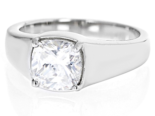 Pre-Owned 3.25ct Square Cushion Strontium Titanate Rhodium Over Sterling Silver Solitaire Ring - Size 11