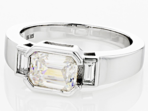 Pre-Owned 2.10ct Strontium Titanate With 0.22ctw White Zircon Rhodium Over Sterling Silver Ring - Size 10