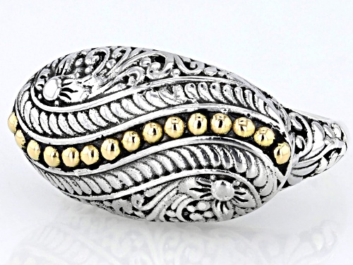 Pre-Owned Artisan Collection of Bali™ Sterling Silver & 18K Gold Accents Filigree & Floral Ring - Size 10