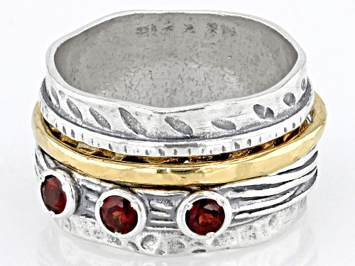 Pre-Owned Artisan Collection of Israel™ 3.00ctw Garnet Two Tone Silver & 14K Gold Over Silver Spinne - Size 6
