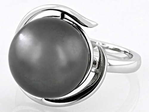 Pre-Owned 12-13mm Black Cultured Tahitian Pearl Rhodium Over Sterling Silver Ring - Size 11