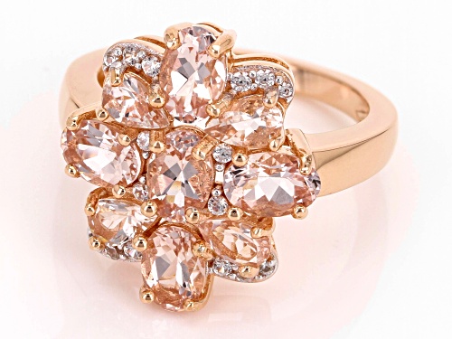 Pre-Owned 2.00ctw Morganite With 0.09ctw White Zircon 18k Rose Gold Over Sterling Silver - Size 8