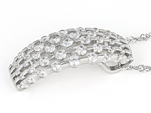 Pre-Owned Bella Luce® 2.35ctw White Diamond Simulant Rhodium Over Silver Pendant With Chain(1.42ctw