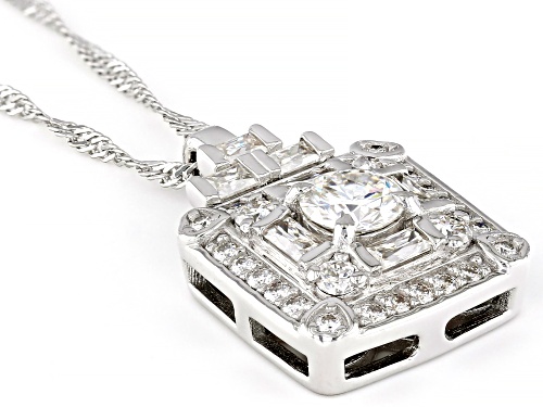 Pre-Owned MOISSANITE FIRE® 2.05CTW DEW ROUND BRILLIANT & BAGUETTE PLATINEVE® PENDANT & CHAIN