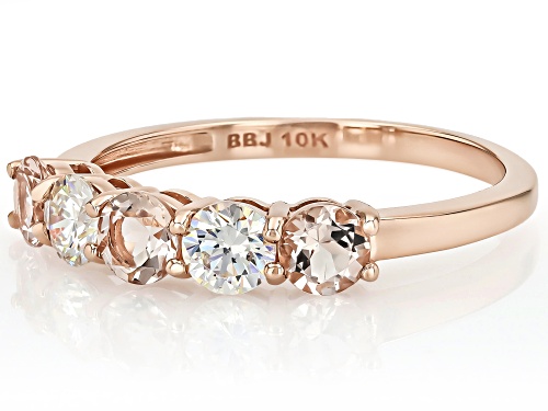 Pre-Owned 0.56ctw Cor-De-Rosa Morganite™ With 0.68ctw Strontium Titanate 10k Rose Gold Ring - Size 6