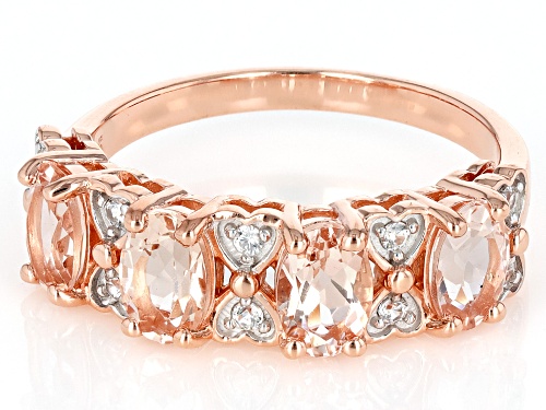 Pre-Owned 1.30ctw Morganite With 0.11ctw White Zircon 18k Rose Gold Over Sterling Silver Ring - Size 7