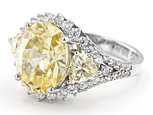 Pre-Owned Bella Luce® 10.17ctw Canary And White Diamond Simulants Rhodium Over Sterling Silver Ring - Size 9