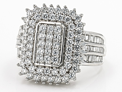 Pre-Owned Bella Luce® 3.50ctw White Diamond Simulant Platinum Over Sterling Silver Ring - Size 5