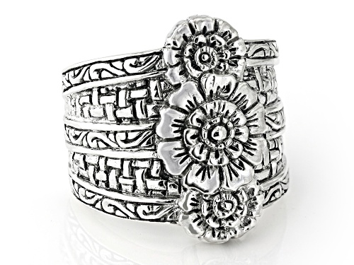 Pre-Owned Artisan Collection of Bali™ Sterling Silver Floral Statement Ring - Size 9