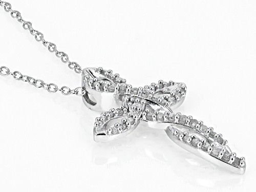 Pre-Owned 0.25ctw Round White Diamond Rhodium Over Sterling Silver Cross Slide Pendant With 18