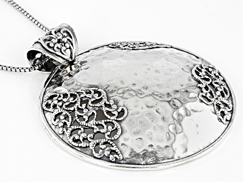 Pre-Owned Artisan Collection of Israel™ Sterling Silver Lace Design Circle Pendant With Chain