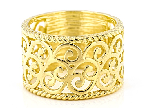 Pre-Owned Artisan Collection of Turkey™ 18K Yellow Gold Over Sterling Silver Textured Band Ring - Size 7