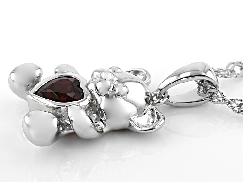 Pre-Owned .45ct Heart Shape Vermelho Garnet(TM) Rhodium Over Silver Teddy Bear Children's Pendant Wi