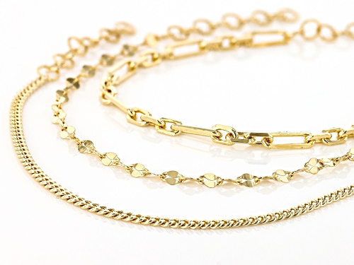 Pre-Owned 18k Yellow Gold Over Sterling Silver Bracelets Set of 3 - Size 7
